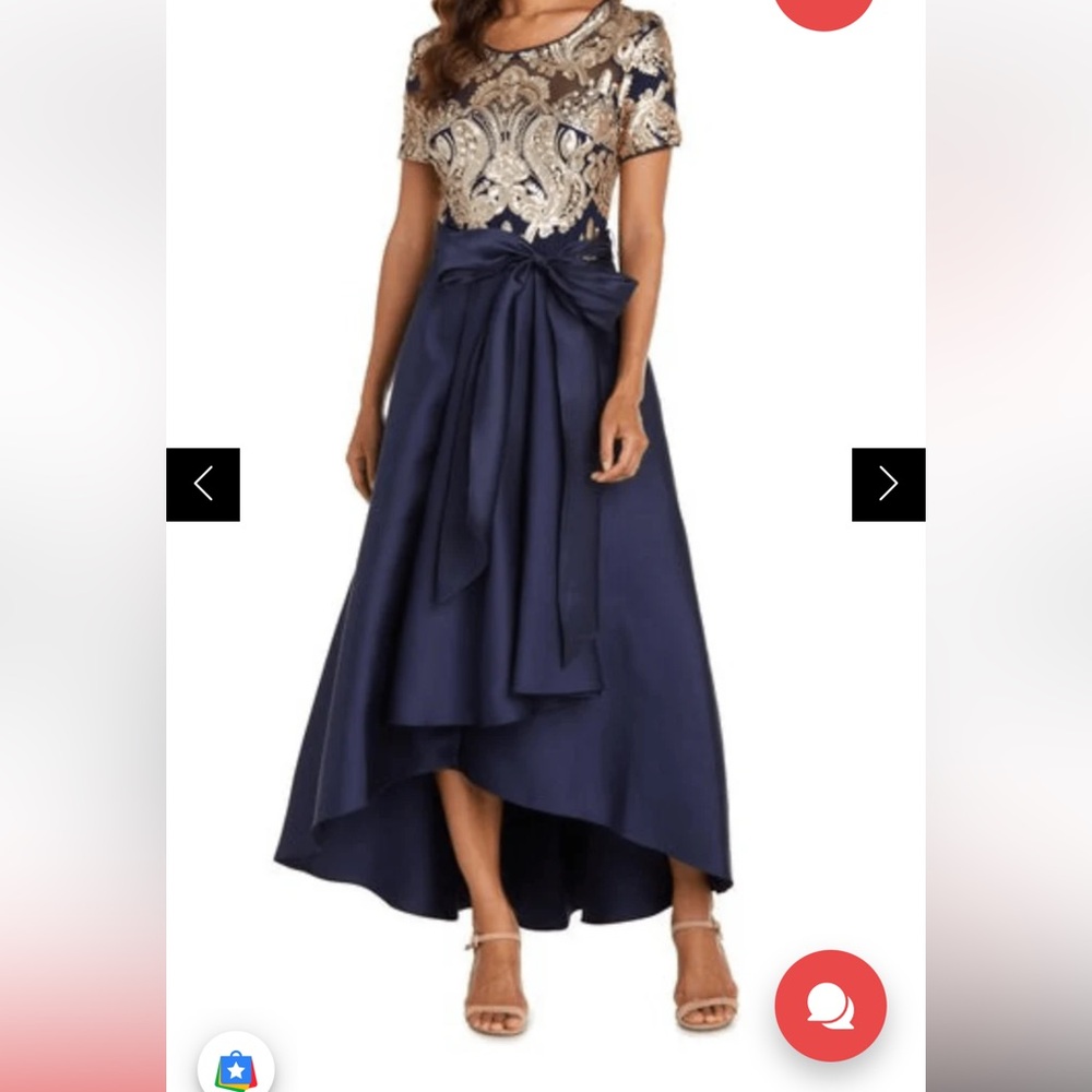 Elegant Navy and Gold Evening Gown